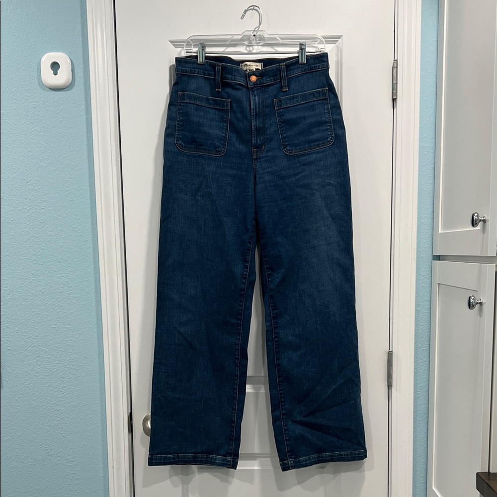 Madewell Emmett Wide-Leg Dark Blue Flare Jeans